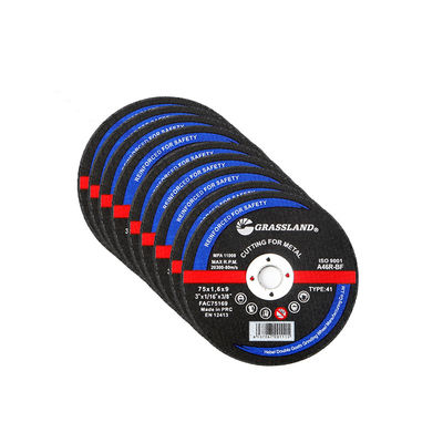 أقراص طحن معدنية مقاس 3 بوصات لقطع مستقيمة وخالية من الرقائق 75 مم × 1.6 مم × 9 مم شفرة عجلة مستمرة أكسيد الألومنيوم الصلب كاشطة 80 م/ث